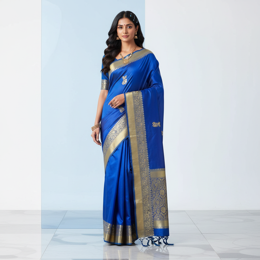 Royal Blue Banarasi Silk Saree