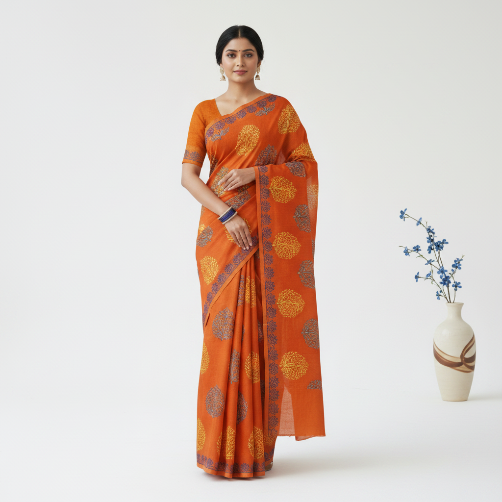 Multicolor Printed Georgette Saree